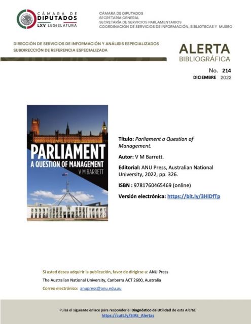 Cámara de Diputados SIAE Alerta Bibliográfica Título Parliament a